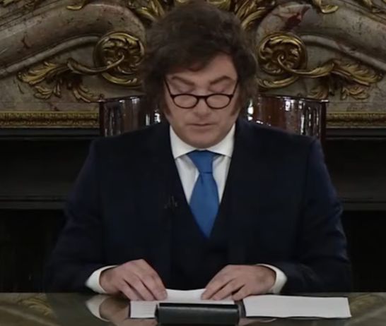 Milei en la cadena nacional de este jueves.