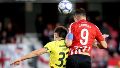 Carrillo y su martillazo al gol (Fotobaires).