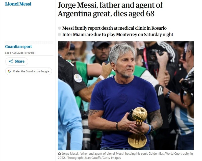 Jorge en el Mundial de Qatar, en 2022. Así lo ilustró el inglés The Guardian.