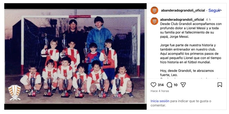 &nbsp;La publicación de Abanderado Grandoli en sus redes sociales.