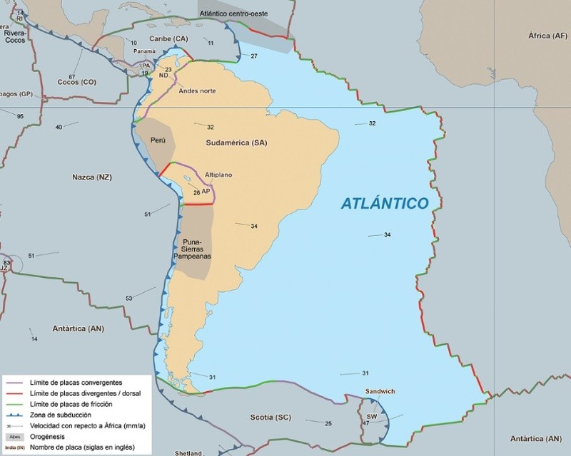 &nbsp;La placa de Nazca impacta directamente en el litoral de Sudamérica.