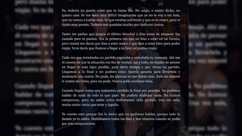 La primera parte de la carte de Leo Messi a su papá.