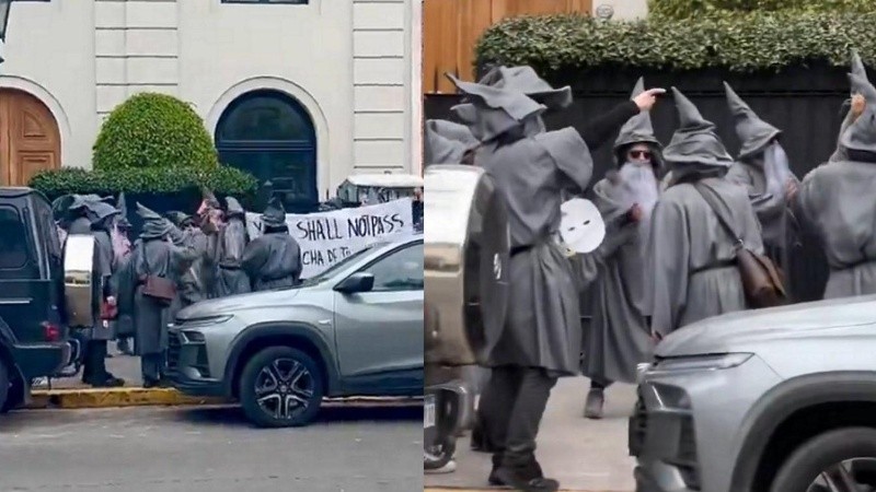 La protesta de Gandalfs frente a la casa de Peter Thiel (Captura de video)