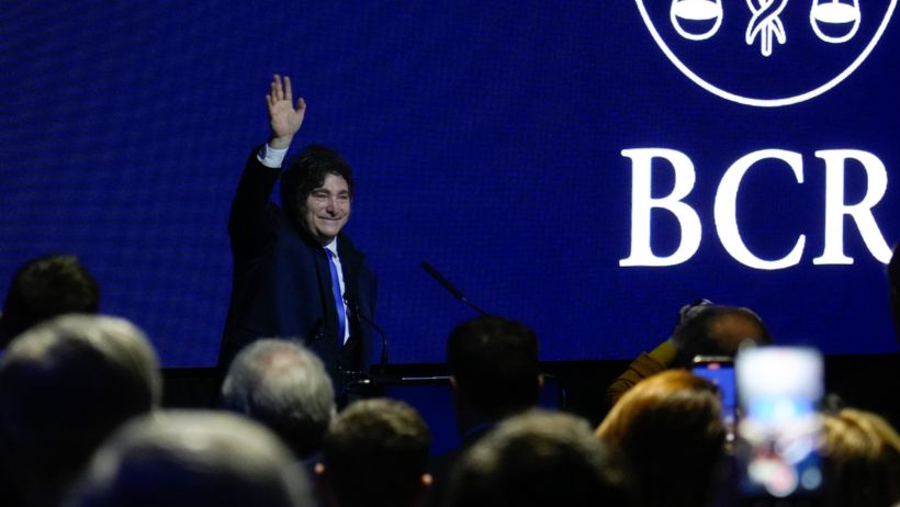 Milei en el aniversario 141 de la Bolsa de Comercio de Rosario, en agosto de 2025.