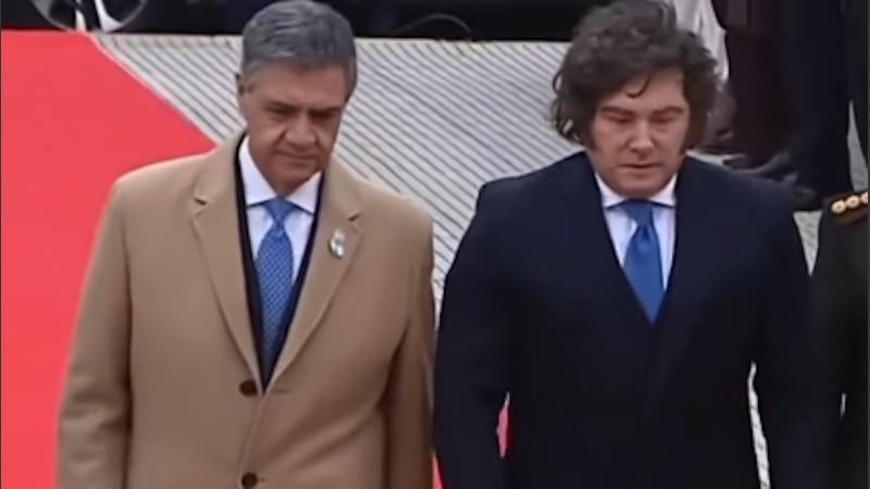 Jorge Macri y Javier Milei en el acto de homenaje al General José de San Martín.