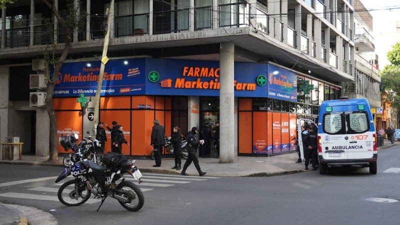 La farmacia donde se perpetró el femicidio.