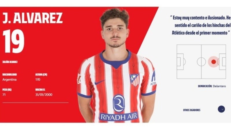 La imágen oficial de Julián Álvarez