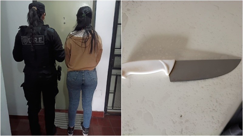 La mujer se defendió con un cuchillo de cocina.