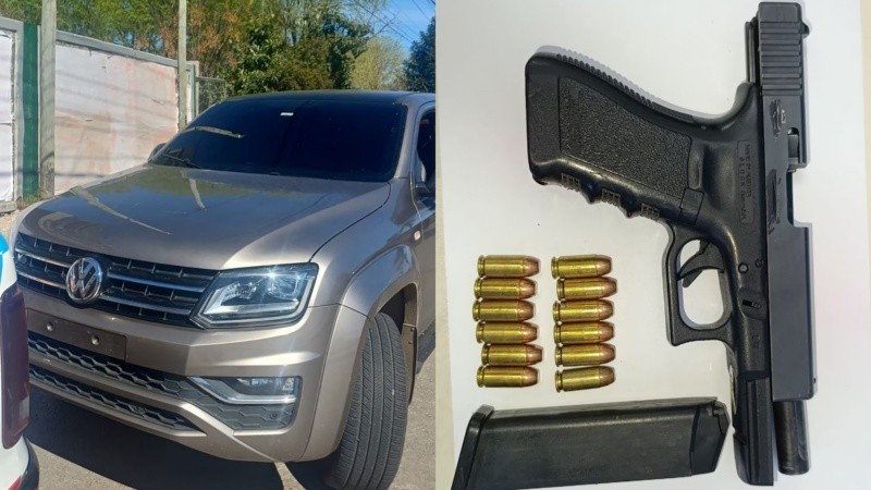 El cantante circulaba en una Volkswagen Amarok sin patente y dentro del habitáculo hallaron una una pistola Glock calibre .40 con la numeración limada.