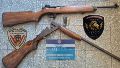 Las armas de fuego incautadas por la Policía.