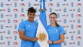 El palista santafesino Rubén Rézola y la jugadora de hockey Sofía Cairó.