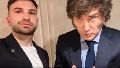 Mauricio Novelli en el Hotel Libertador, con Javier Milei. El lobbista había pedido el apartamiento de los querellantes.