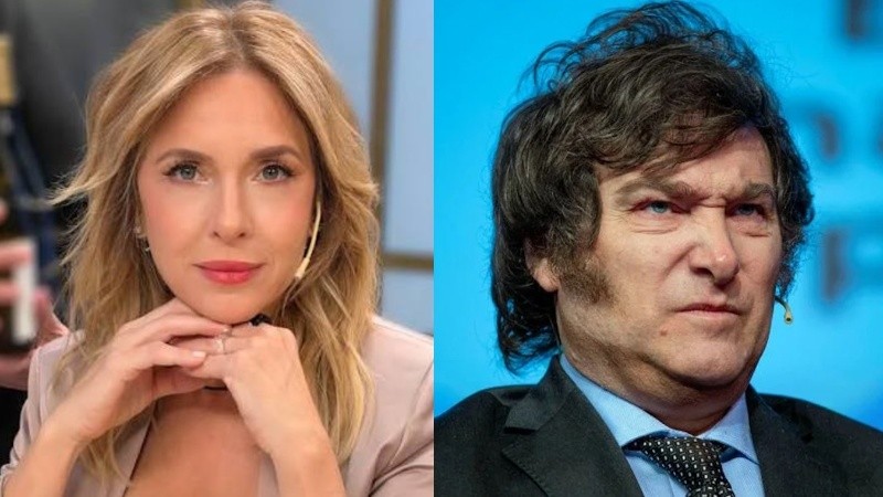 La actriz Carla Peterson y el presidente Javier Milei.