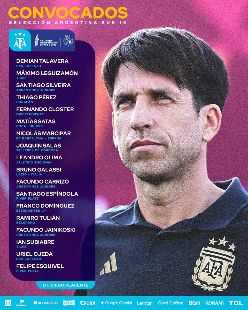 La lista de convocados por Diego Placente&nbsp;