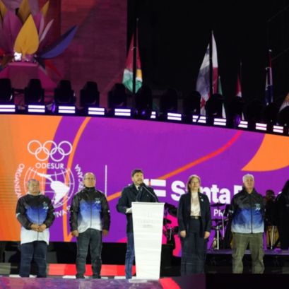 Pullaro en la apertura de los Suramericanos, en los que su gestión concentra el foco en estos días.