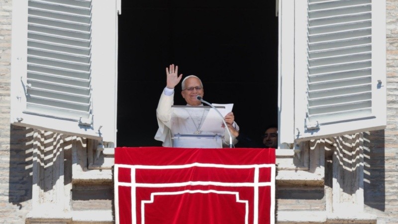 León XIV en el Ángelus de este domingo (EFE).