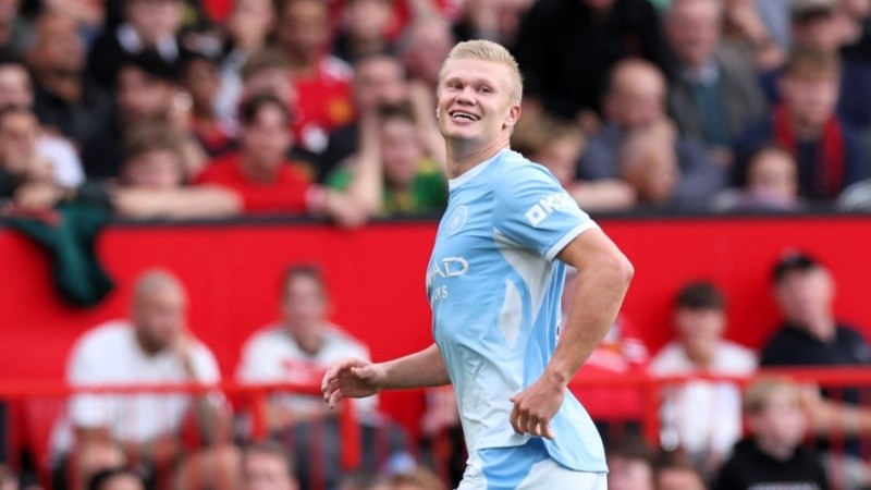 Haaland, el único grito en Old Trafford. (EFE)