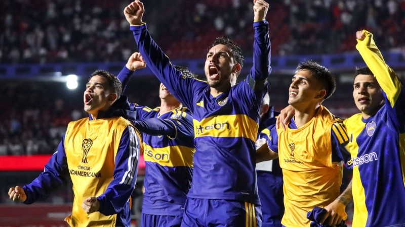 Leandro Paredes, el capitán de Boca, celebra el pase a semifinales en Brasil.