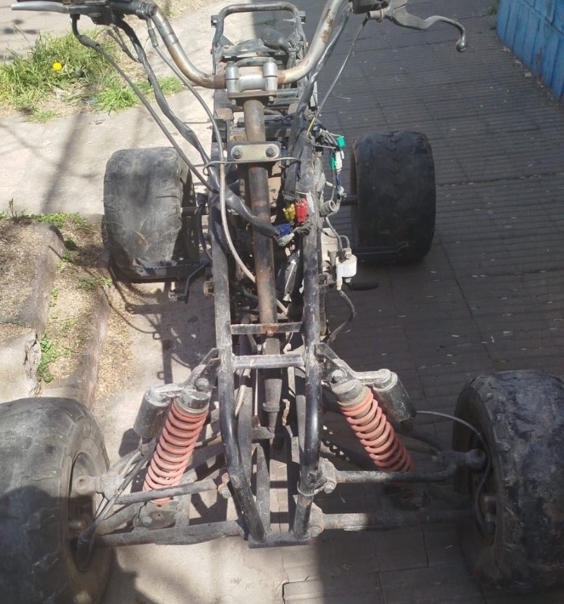 El cuatri equipado con un motor Bajaj 200 robado.