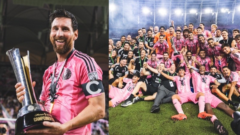 Lionel Messi celebra la Campeones Cup conseguida junto al Inter Miami (X/@@InterMiamiCF)