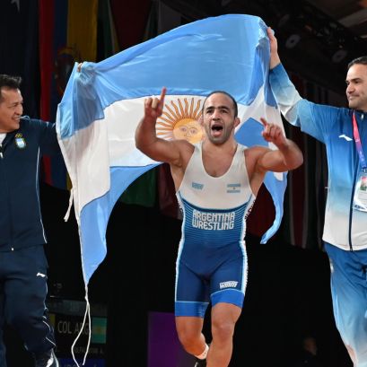 Arsen Julfalakyan se consagró campeón de lucha grecorromana en los Juegos Suramericanos Santa Fe 2026 (Foto: Luciano Bisbal)