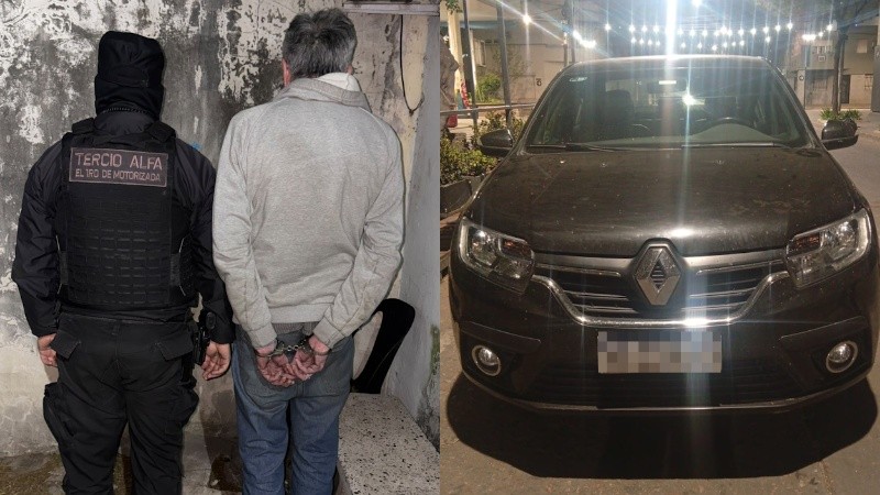 Bustos y el Logan usado para la balacera.&nbsp;