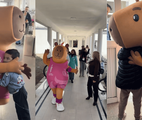 La visita de la mascota de los Juegos Suramericanos en el Hospital de Niños Víctor J. Vilela.