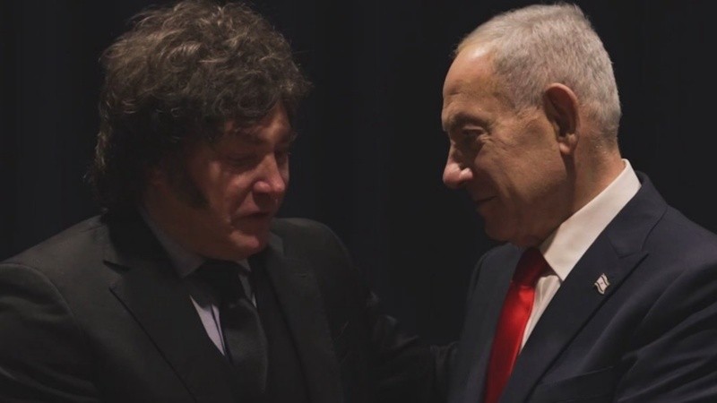 Milei y el primer ministro israelí, Benjamín Netanyahu.