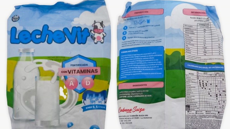 El packaging de la leche que fue prohibida.