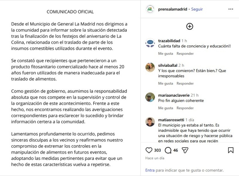 &nbsp;El comunicado difundido por las autoridades.