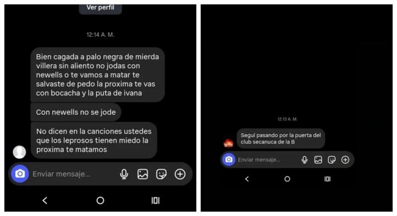 &nbsp;Las amenazas que recibió Brenda en su Instagram. 