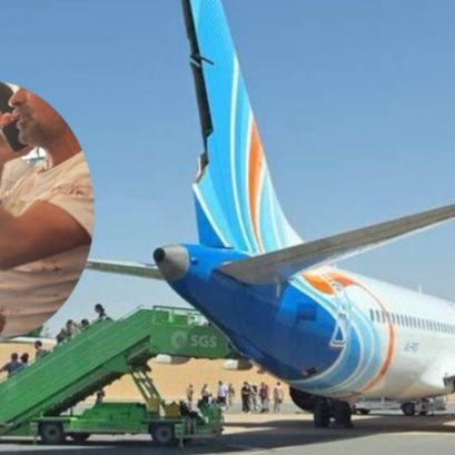 Una imagen del vuelo FZ 1073, de la empresa FlyDubai, al aterrizar en el aeropuerto de Tabuk.