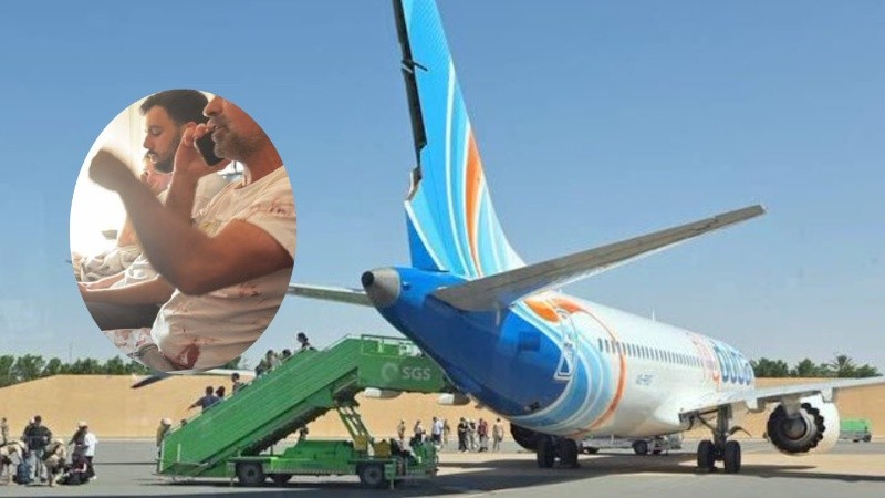 Una imagen del vuelo FZ 1073, de la empresa FlyDubai, al aterrizar en el aeropuerto de Tabuk.