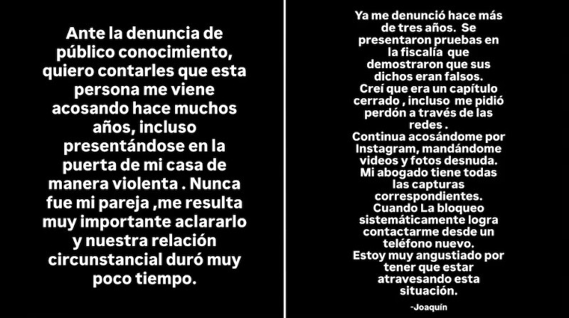El comunicado que publicó el músico en sus redes sociales.