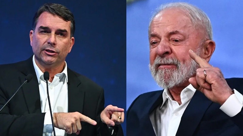 El senador Flávio Bolsonaro y el presidente Luiz Inácio Lula da Silva (EFE)
