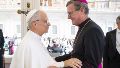 Saludo de Jorge García Cuerva al Papa León XIV en el Vaticano. Volverán a verse en noviembre en la Argentina.