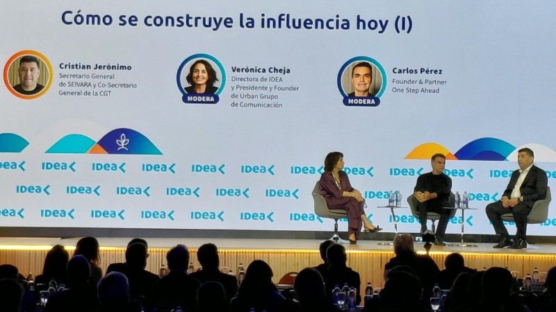 El gremialista Cristian Jerónimo durante su exposición en IDEA&nbsp;