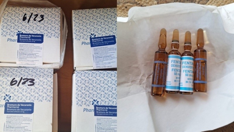Los fármacos de exclusivo uso hospitalario que el enfermeró hurtó de la farmacia del Pami. Foto: GNA.