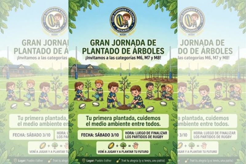 Jornada de rugby infantil y medio ambiente en la sede Mensana de Pueblo Esther. Crédito: Prensa Club GER.&nbsp;