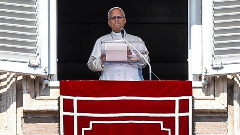 El papa León XIV durante el ángelus (EFE).