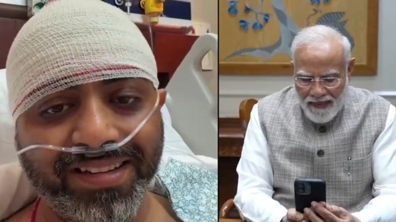 'Sentí que el avión iba en picado', relató el piloto indio Smit Machchhar durante una emotiva llamada con el primer ministro de su país, Narendra Modi, quien fue agredido.
