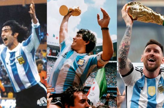 Kempes, Maradona y Messi.