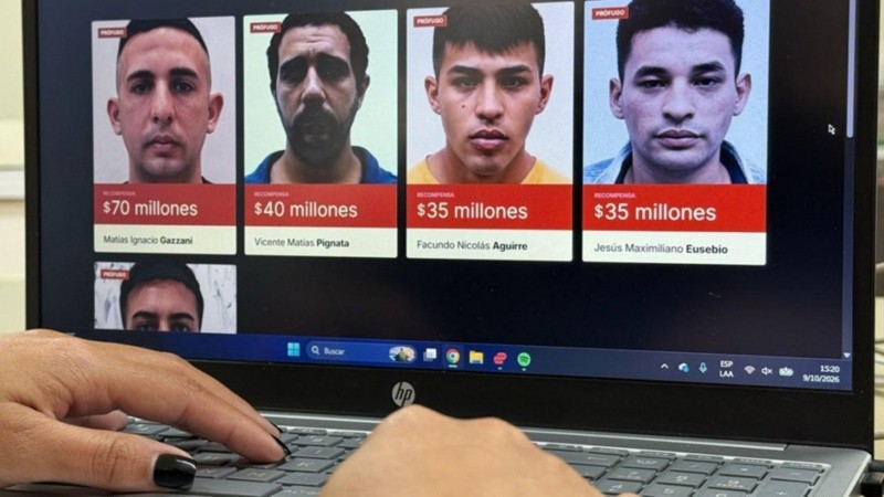 La web de recompensas del gobierno provincial.