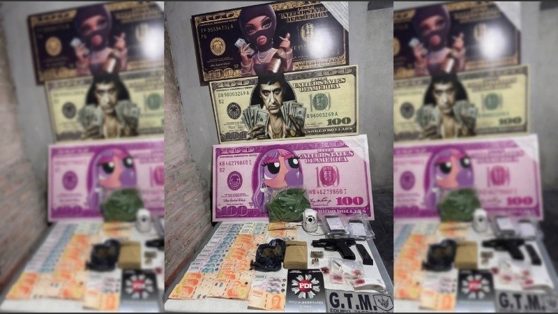 Tony Montana. En la vivienda allanada tenían una pancarta del personaje de Scarface.