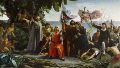 La obra "Primer desembarco de Cristóbal Colón en América", pintada por Dióscoro Teófilo Puebla y Tolín en 1862.