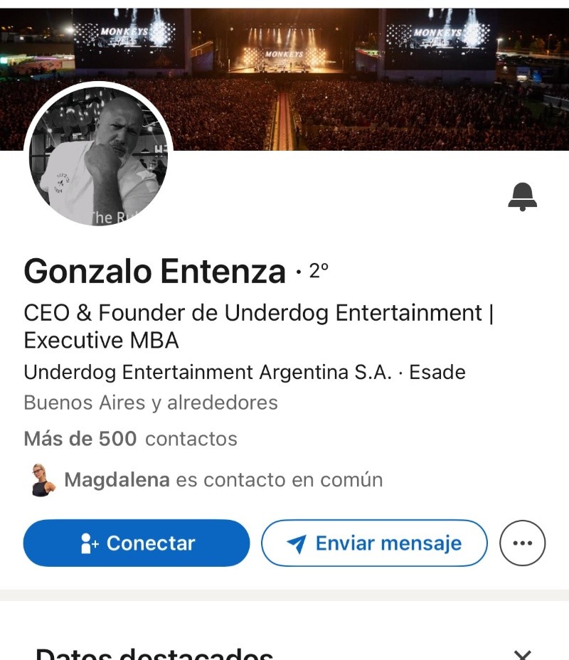 El perfil de Entenza antes de borrar su foto en LinkedIn.&nbsp;(Foto: captura @JoeCapurro)