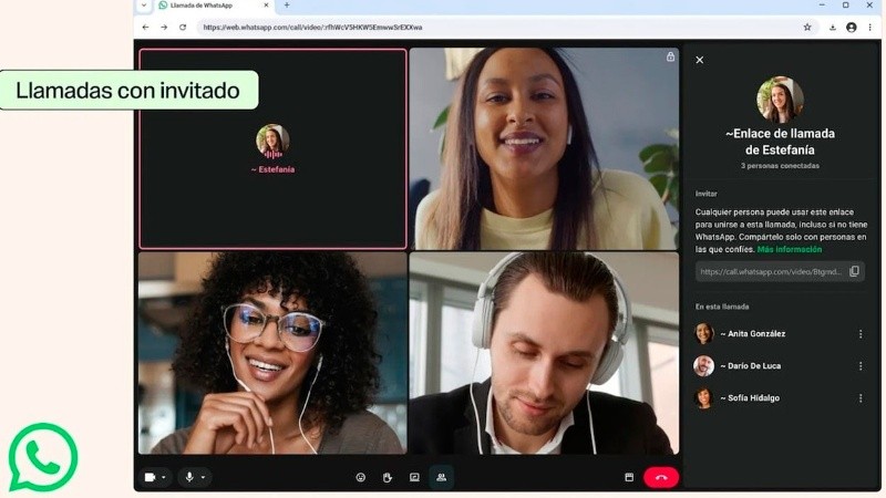 Las llamadas y videollamadas estarán disponibles para las personas sin cuenta.