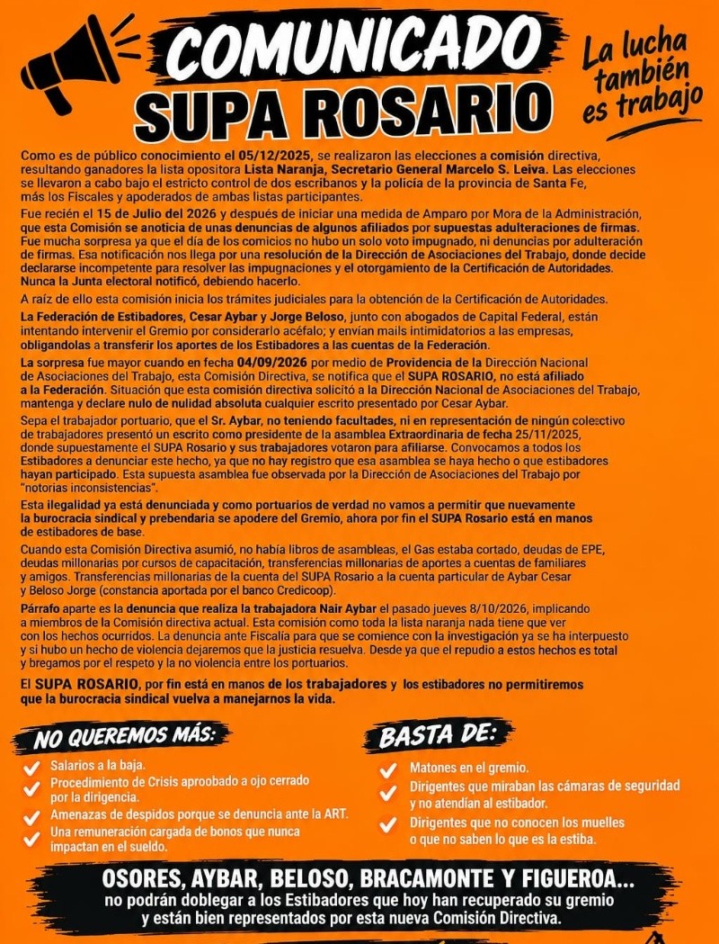 &nbsp;Comunicado del Supa