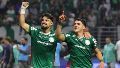 José Manuel López y Ramón Sosa de Palmeiras, celebran al vencer a Fluminense este miércoles. Foto EFE