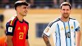 Pedri y Messi en el Mundial.